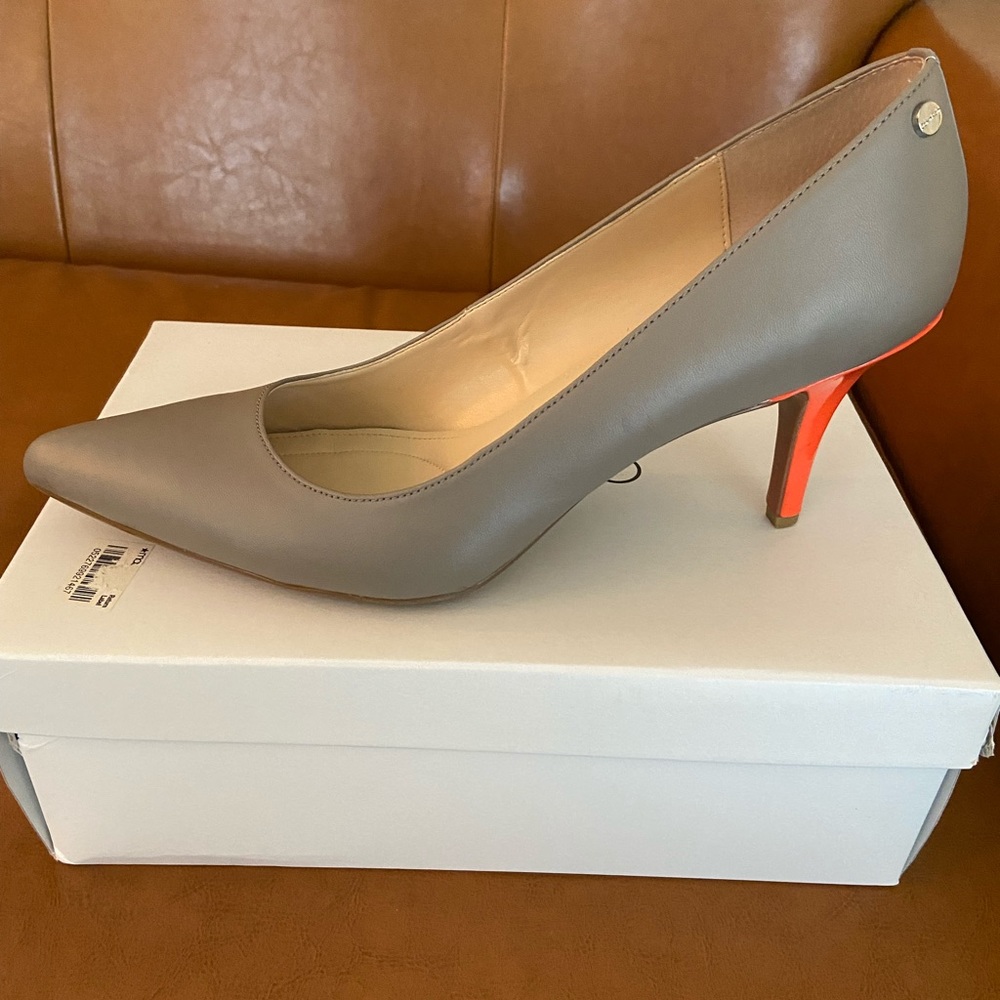 Calvin Klein minx pump with orange heel